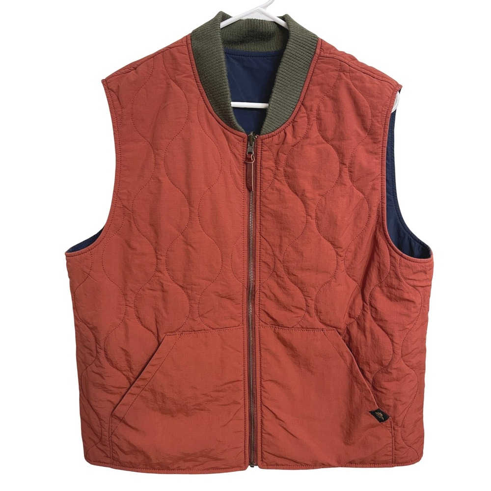 L.L.Bean Signature Reversible Quilted Vest Navy Rust Heritage Mens Size M
